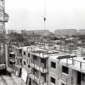 Calea Mosilor in reconstructie su blocurile de pe Stefan cel Mare pe fundal
