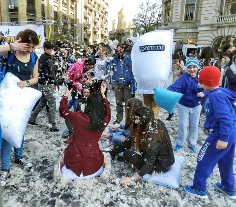 Bataia cu perne la Universitate