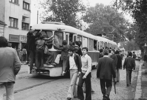 Tramvai EP linia 2 Stadionul Republicii joaca Rapidul 01.10.1978