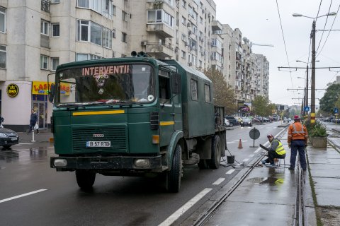 Reparația liniei de tramvai de pe Nerva Traian