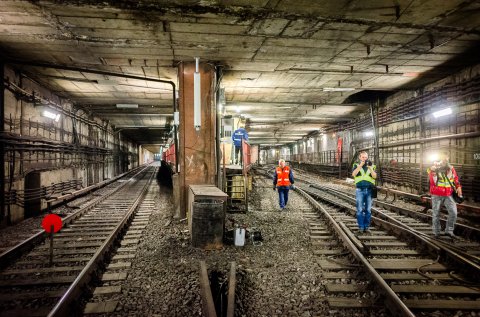 In tunel langa Piata Unirii - Metrou Bucuresti