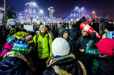 Protest anticoruptie - Bulevardul Lascar Catargiu