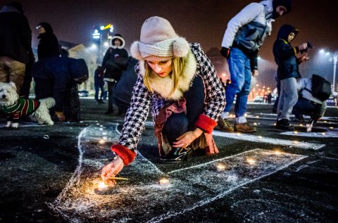 Protest anticoruptie - Piata Victoriei