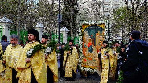 Icoana sfintita la Procesiunea de Florii pe Dealul Mitropoliei