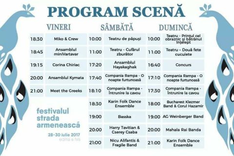 Festivalul Strada Armeneasca 2017 - programul