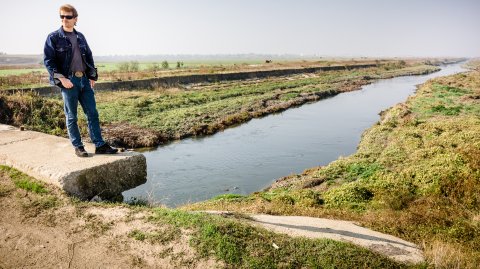 Dâmbovița în aval de București, vedere către oraș