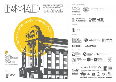 Afișul expoziției B:MAD (București: Modernism Art Deco)