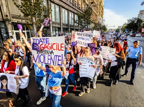 Protest pentru combaterea violenței împotriva femeilor - Bd. Nicoale Bălcescu